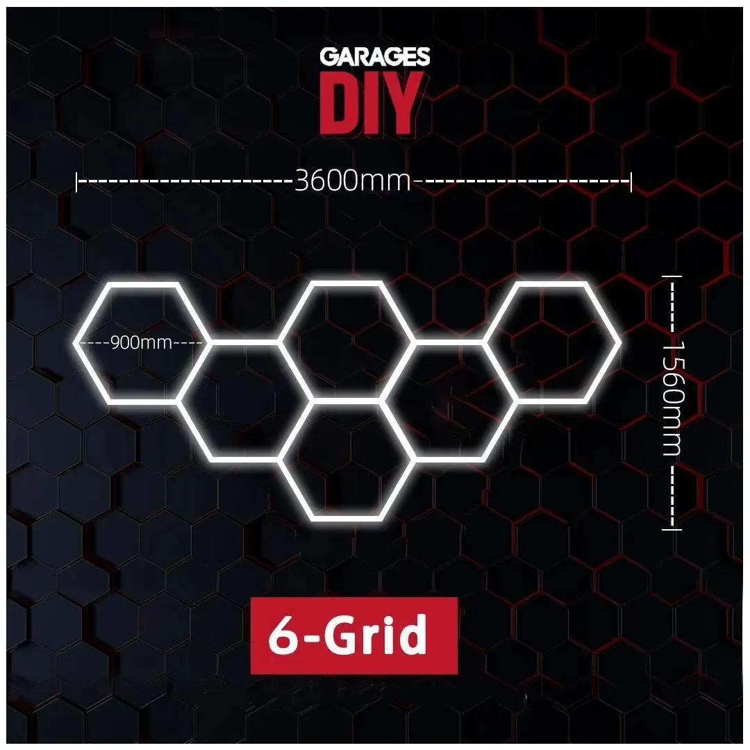 6Grid Hexagon Lighting【3600*1560mm/11.8*5.1ft】 (Fit Single Garage)