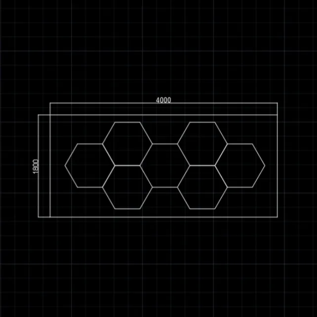 7Grid With Border Hexagon Lighting【4000*1800mm/13*6ft】