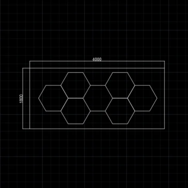 7Grid With Border Hexagon Lighting【4000*1800mm/13*6ft】