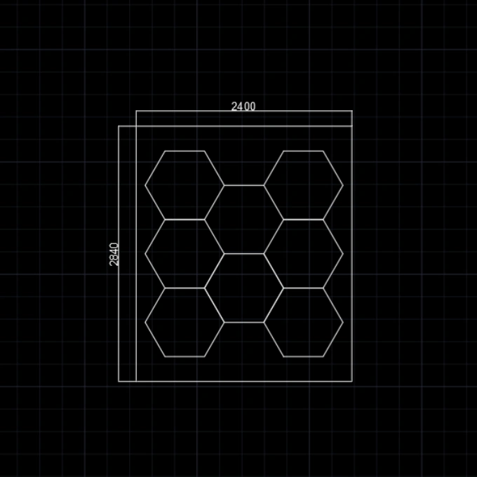 8Grid-B With Border Hexagon Lighting【2840*2400mm/9*8ft】