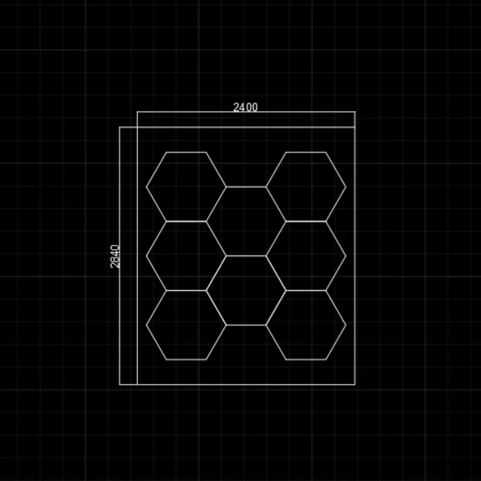 8Grid-B With Border Hexagon Lighting【2840*2400mm/9*8ft】