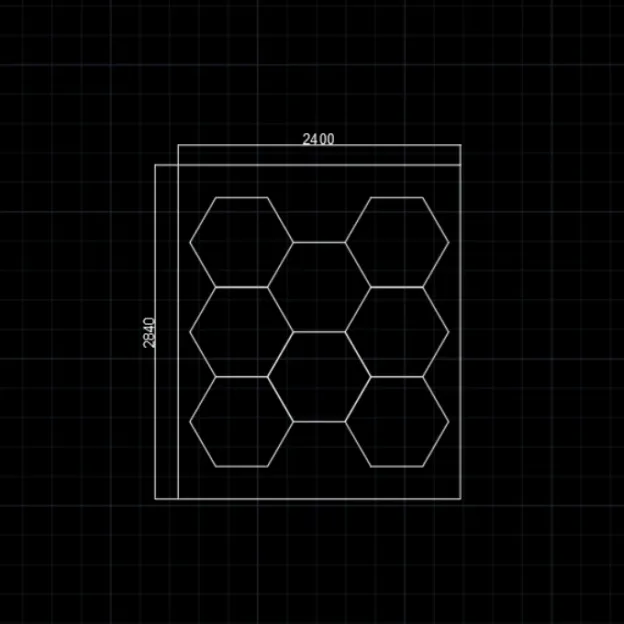 8Grid-B With Border Hexagon Lighting【2840*2400mm/9*8ft】