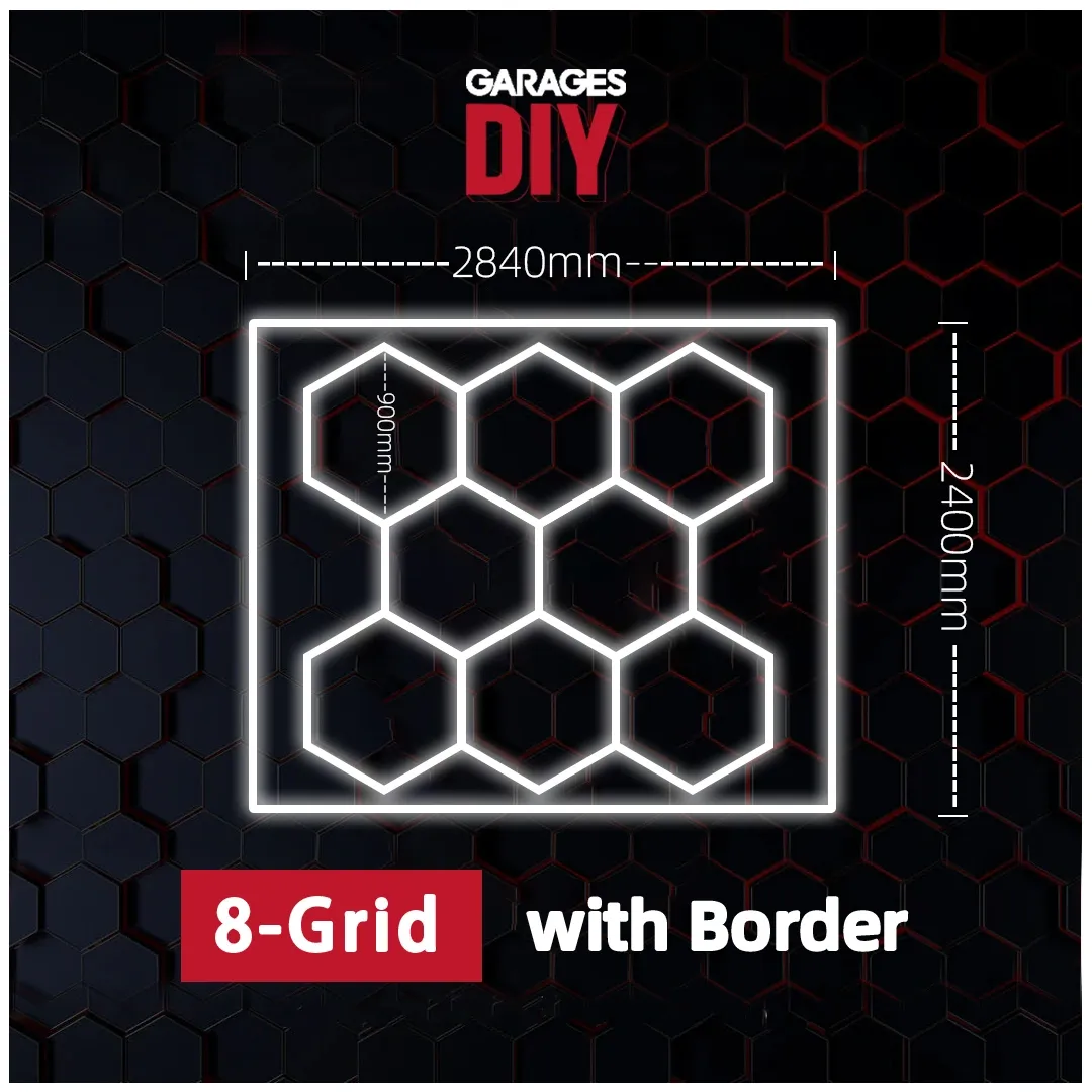 8Grid-B With Border Hexagon Lighting【2840*2400mm/9*8ft】