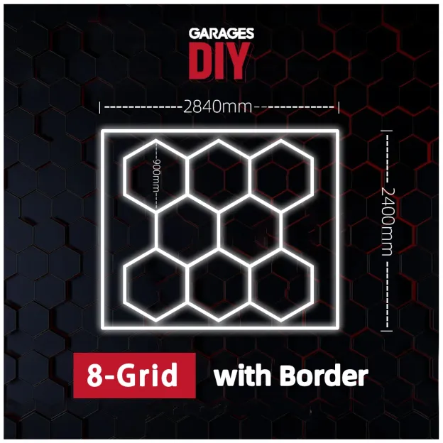 8Grid-B With Border Hexagon Lighting【2840*2400mm/9*8ft】