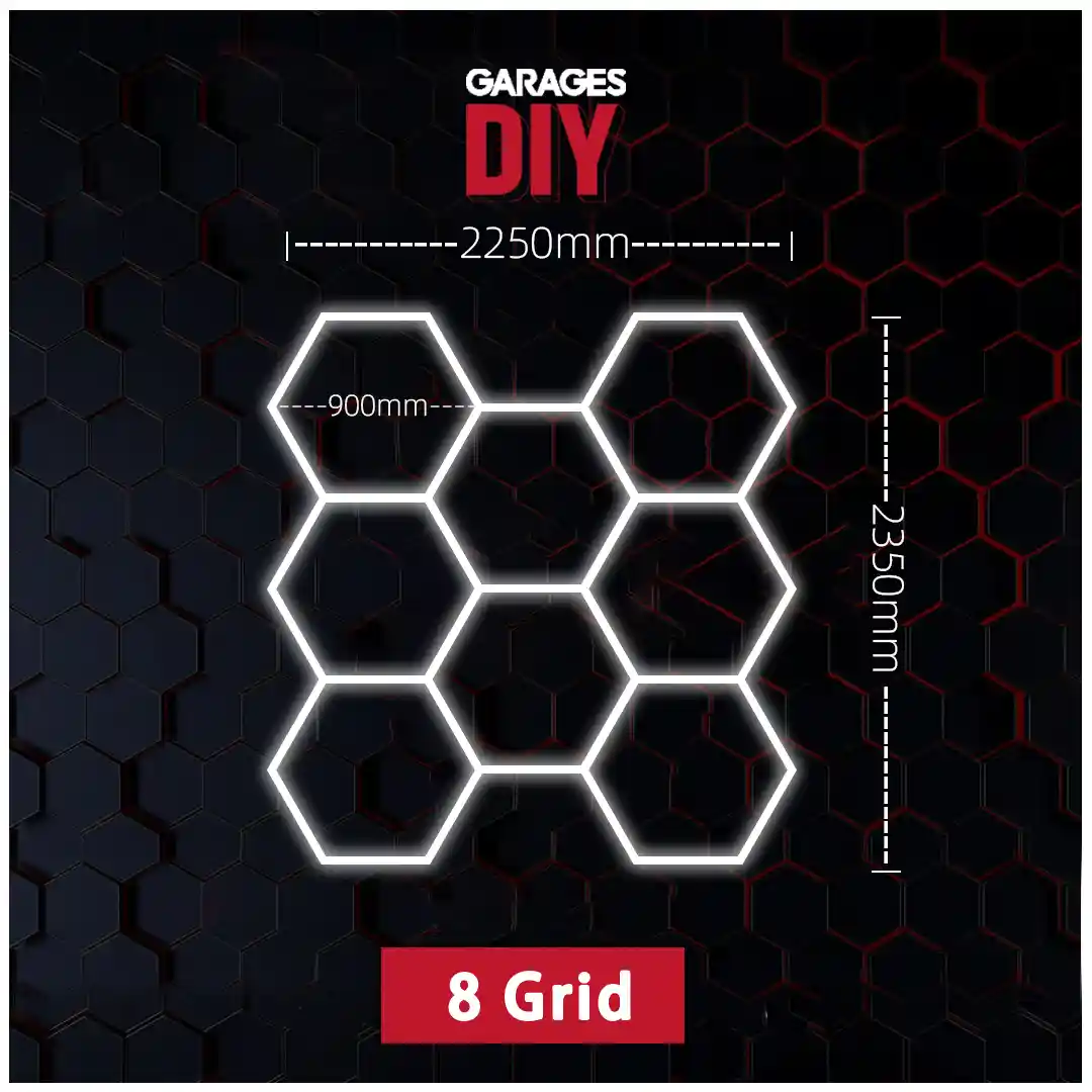 8Grid Hexagon Lighting【2250*2350mm/7.4*7.7ft】 (Fit Single Garage)