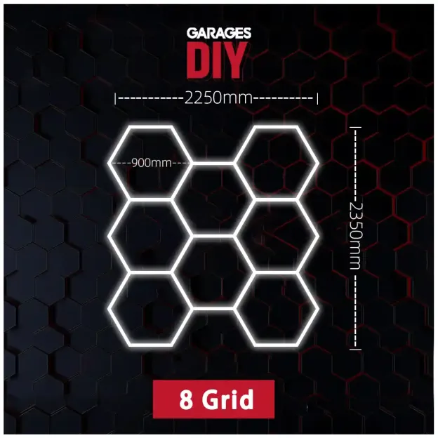 8Grid Hexagon Lighting【2250*2350mm/7.4*7.7ft】 (Fit Single Garage)