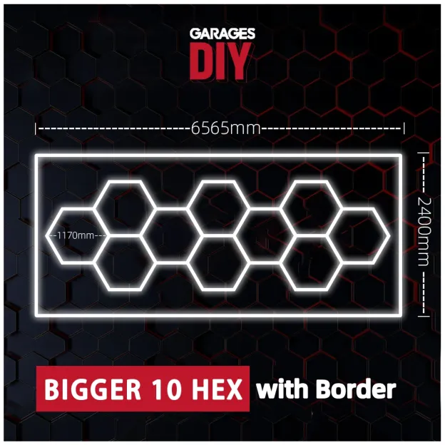 【Bigger Hex】10Grid With Border Hexagon Lighting【6565*2400mm/22*8ft】