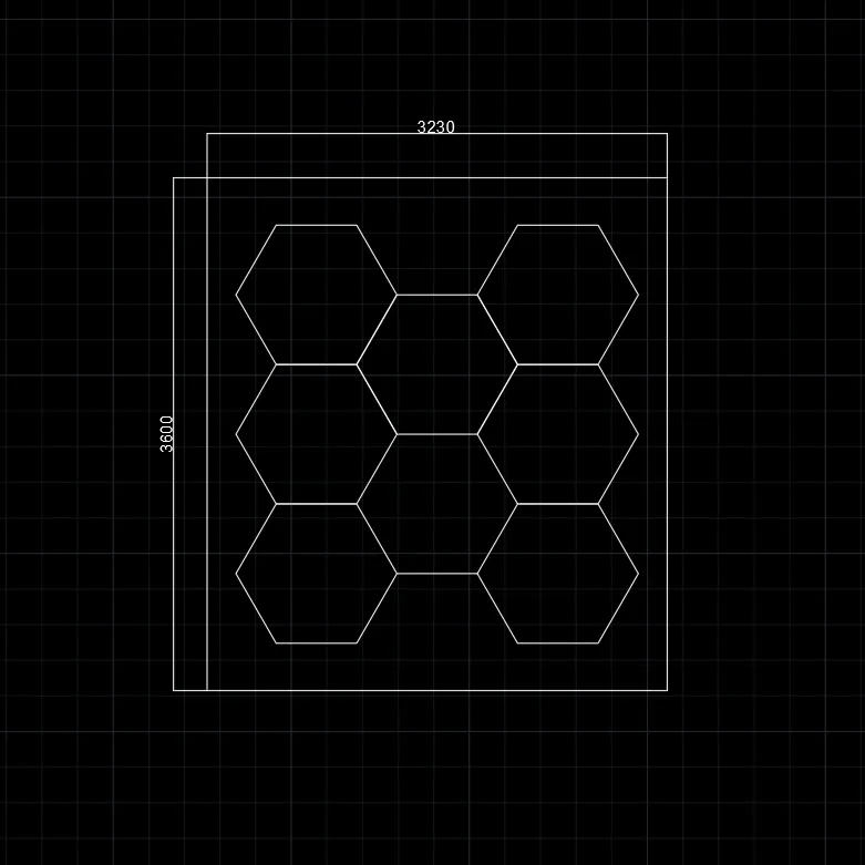 【Bigger Hex】8Grid With Border Hexagon Lighting【3600*3230mmmm/12*10.6ft】