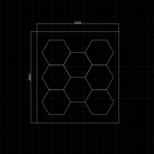 【Bigger Hex】8Grid With Border Hexagon Lighting【3600*3230mmmm/12*10.6ft】