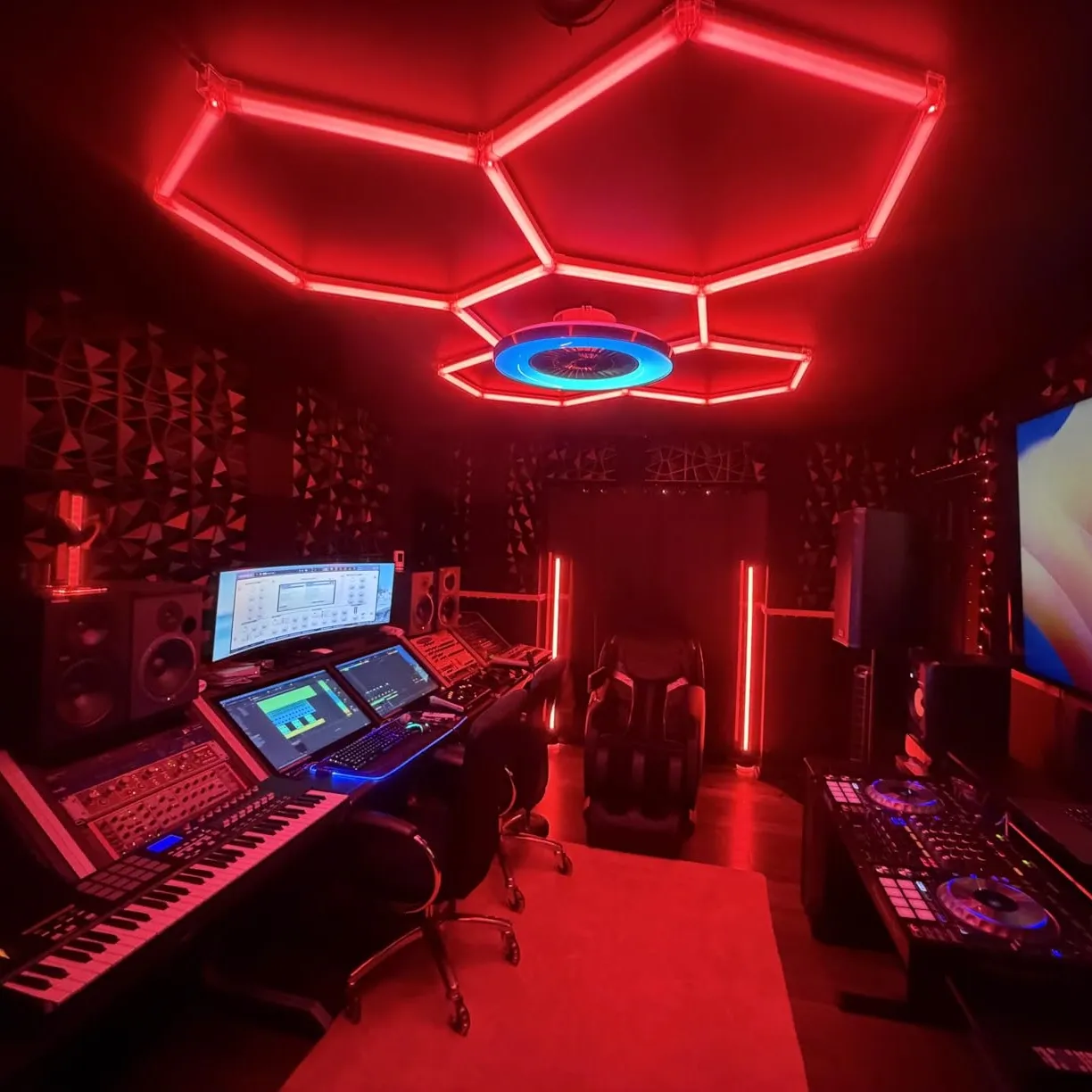 RGB 5Grid-B Hexagon Lighting【2300*1707mm/7.55*5.6ft】3pin（Aluminum）