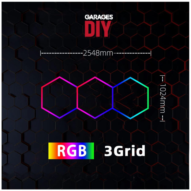RGB 3Grid Hexagon Lighting【2548*1024mm/8.36*3.36ft】