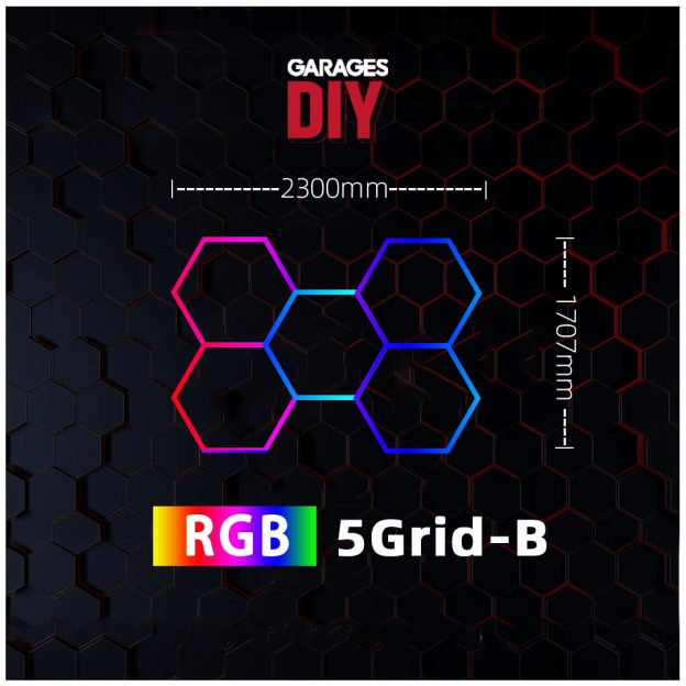 RGB 5Grid-B Hexagon Lighting【2300*1707mm/7.55*5.6ft】