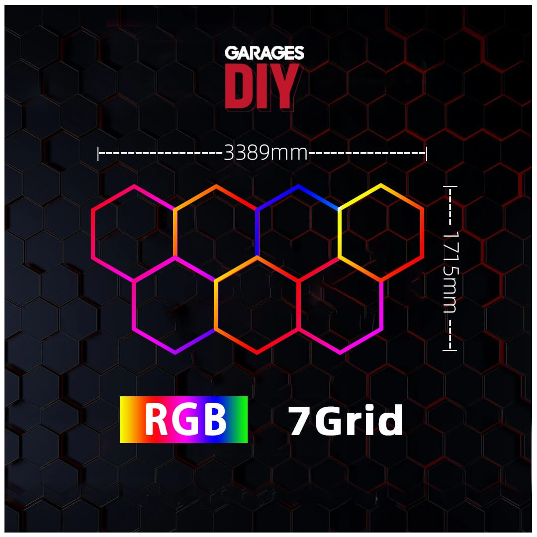 RGB 7Grid Hexagon Lighting【3389*1715mm/11.12*5.63ft】