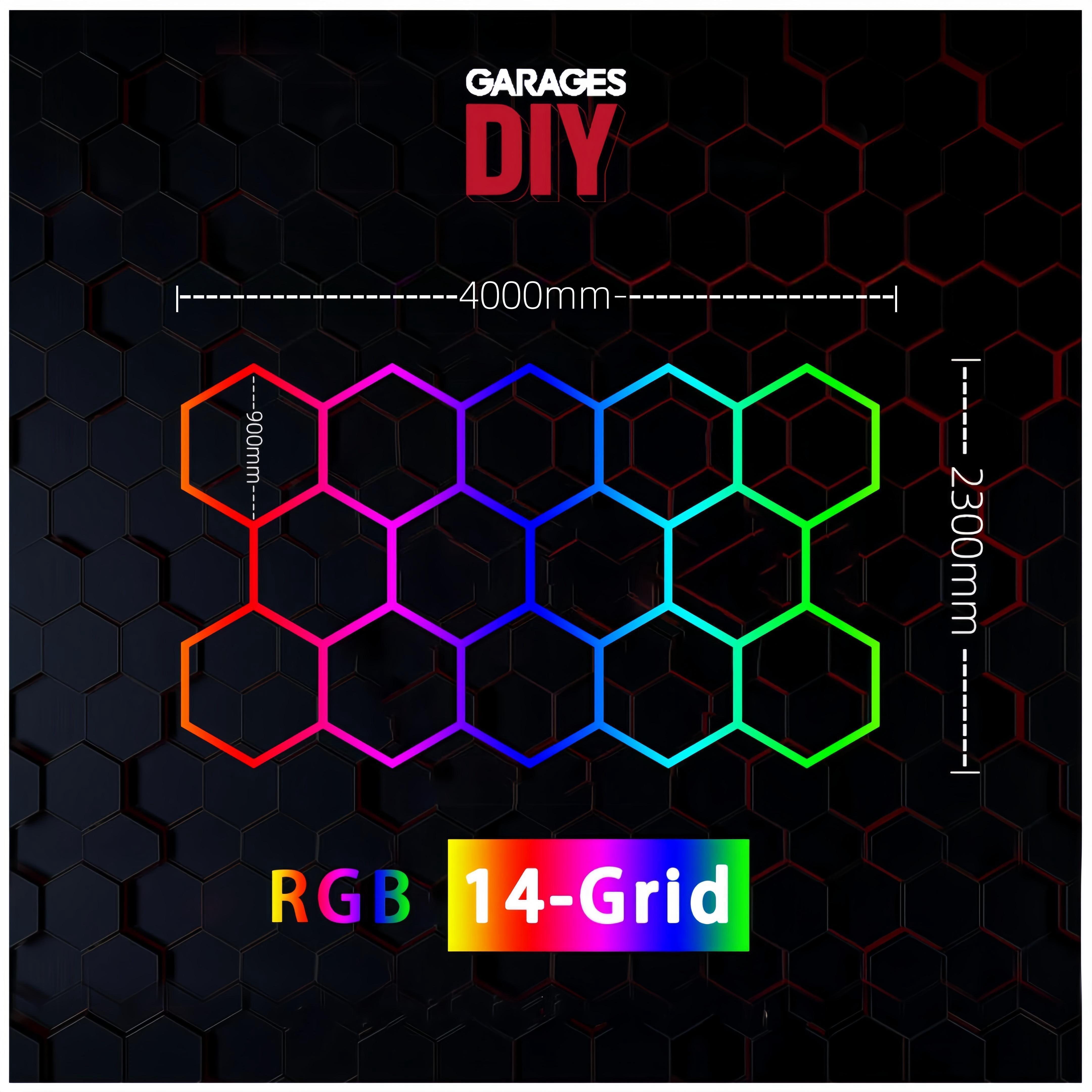 RGB 14Grid Hexagon Lighting【4000*2300mm/13.1*7.55ft】