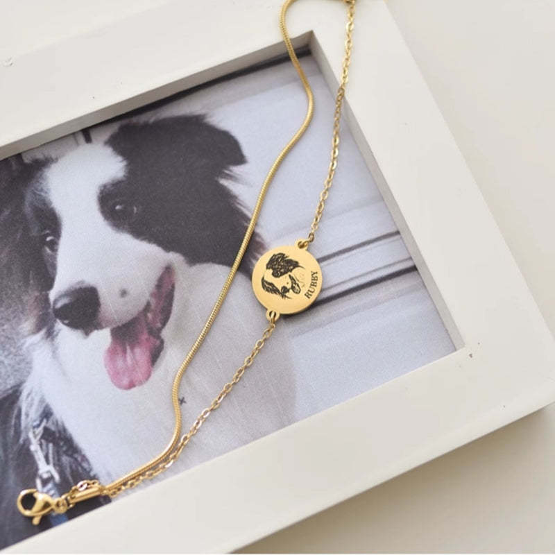 Custom Pet Portrait Engraved Bracelet