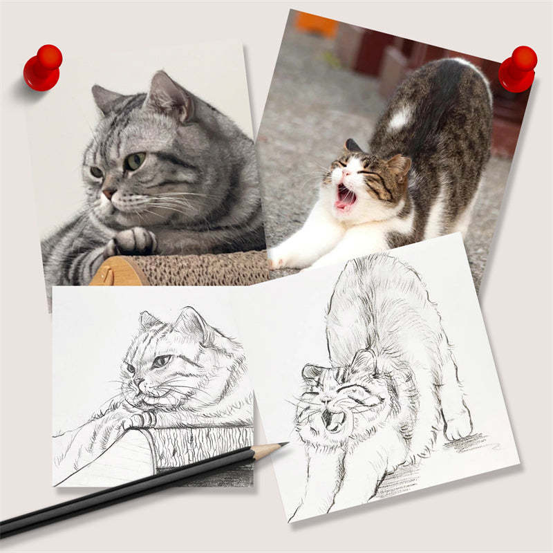 Hand-Painted Pet Portrait Pencil Drawing