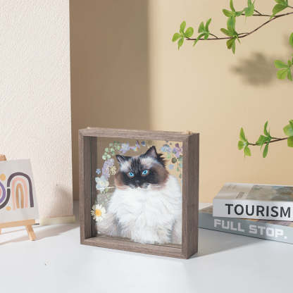 Hand-Painted Pet Portrait Glass Painting