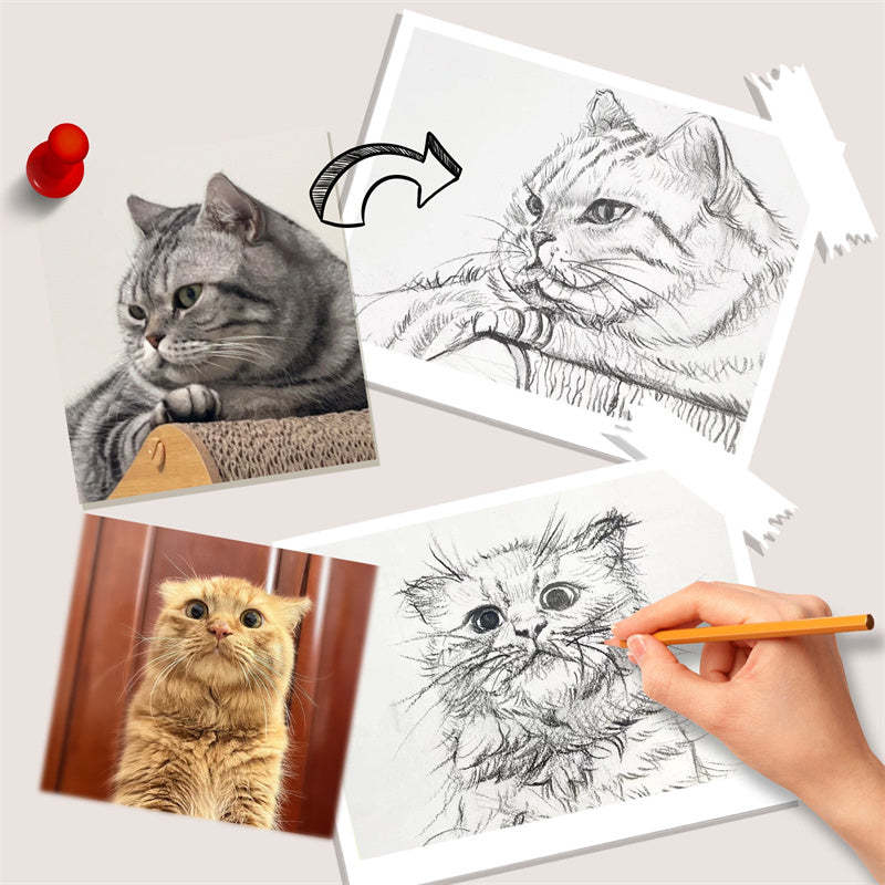 Hand-Painted Pet Portrait Pencil Drawing