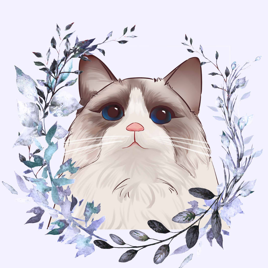 Hand-Painted Anime Pet Digital Drawings