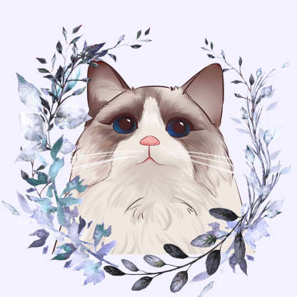 Hand-Painted Anime Pet Digital Drawings