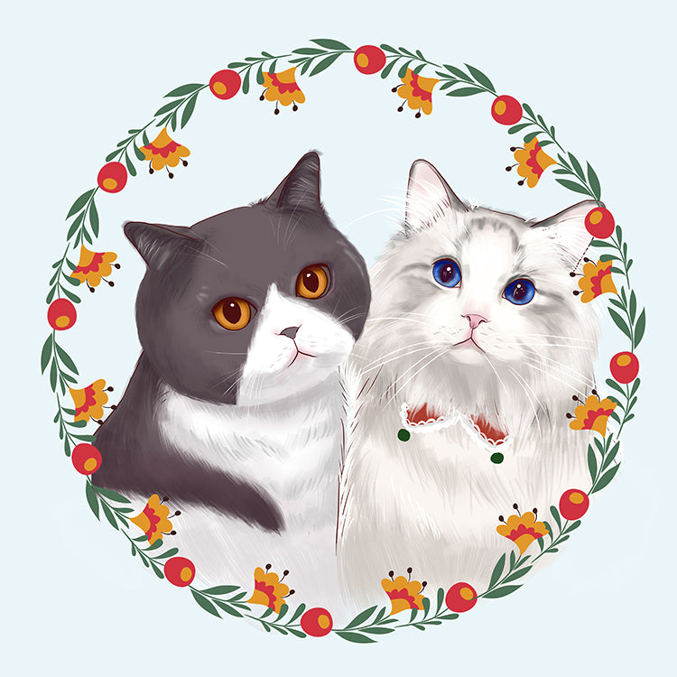 Hand-Painted Anime Pet Digital Drawings