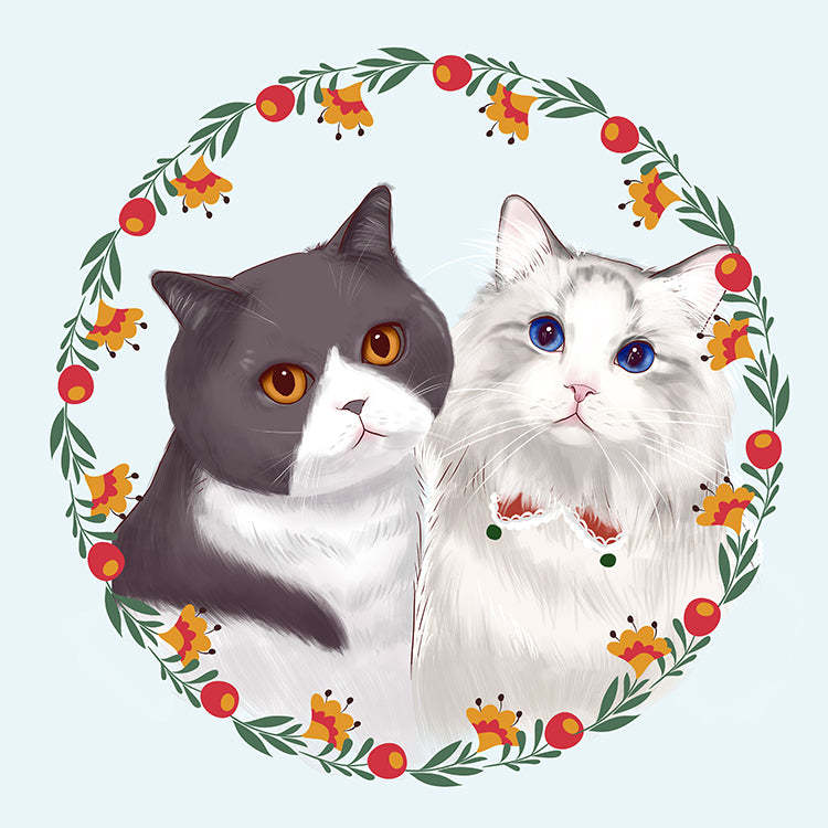 Hand-Painted Anime Pet Digital Drawings
