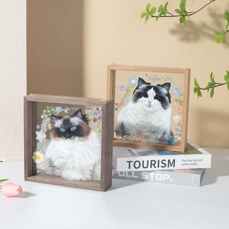 Hand-Painted Pet Portrait Glass Painting