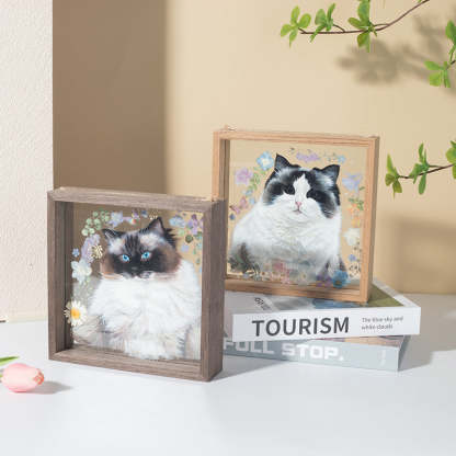 Hand-Painted Pet Portrait Glass Painting