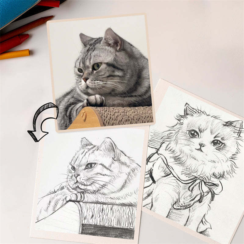 Hand-Painted Pet Portrait Pencil Drawing