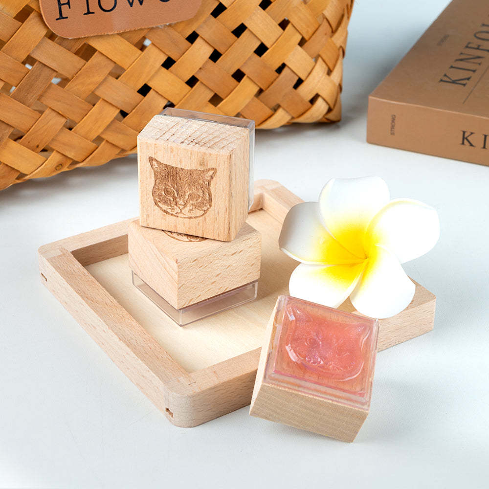 Custom Pet Portrait Wooden Rubber Stamp