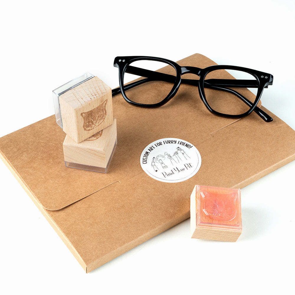 Custom Pet Portrait Wooden Rubber Stamp