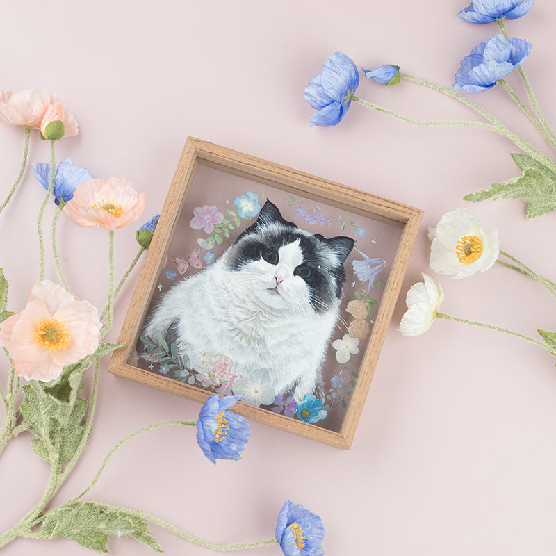 Hand-Painted Pet Portrait Glass Painting