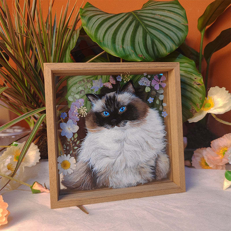 Hand-Painted Pet Portrait Glass Painting