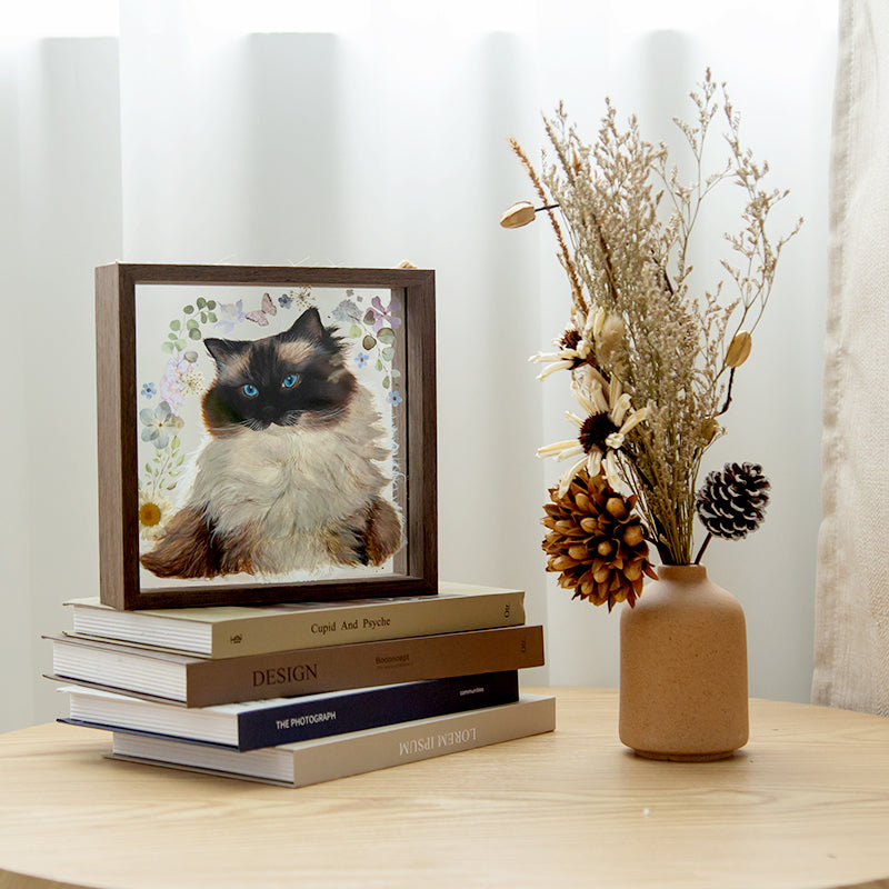 Hand-Painted Pet Portrait Glass Painting