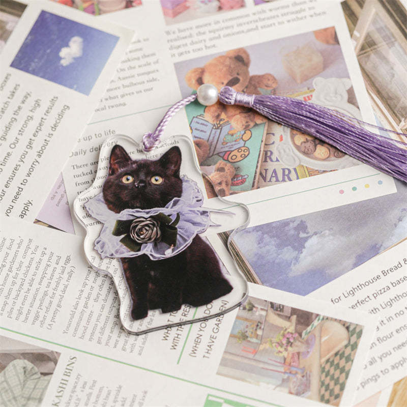 Custom Pet Photo Bookmark with Tassel - Personalized Acrylic Dog Bookmark