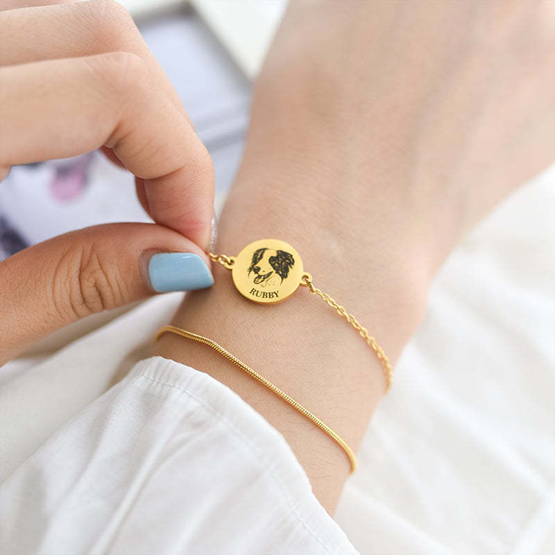 Custom Pet Portrait Engraved Bracelet