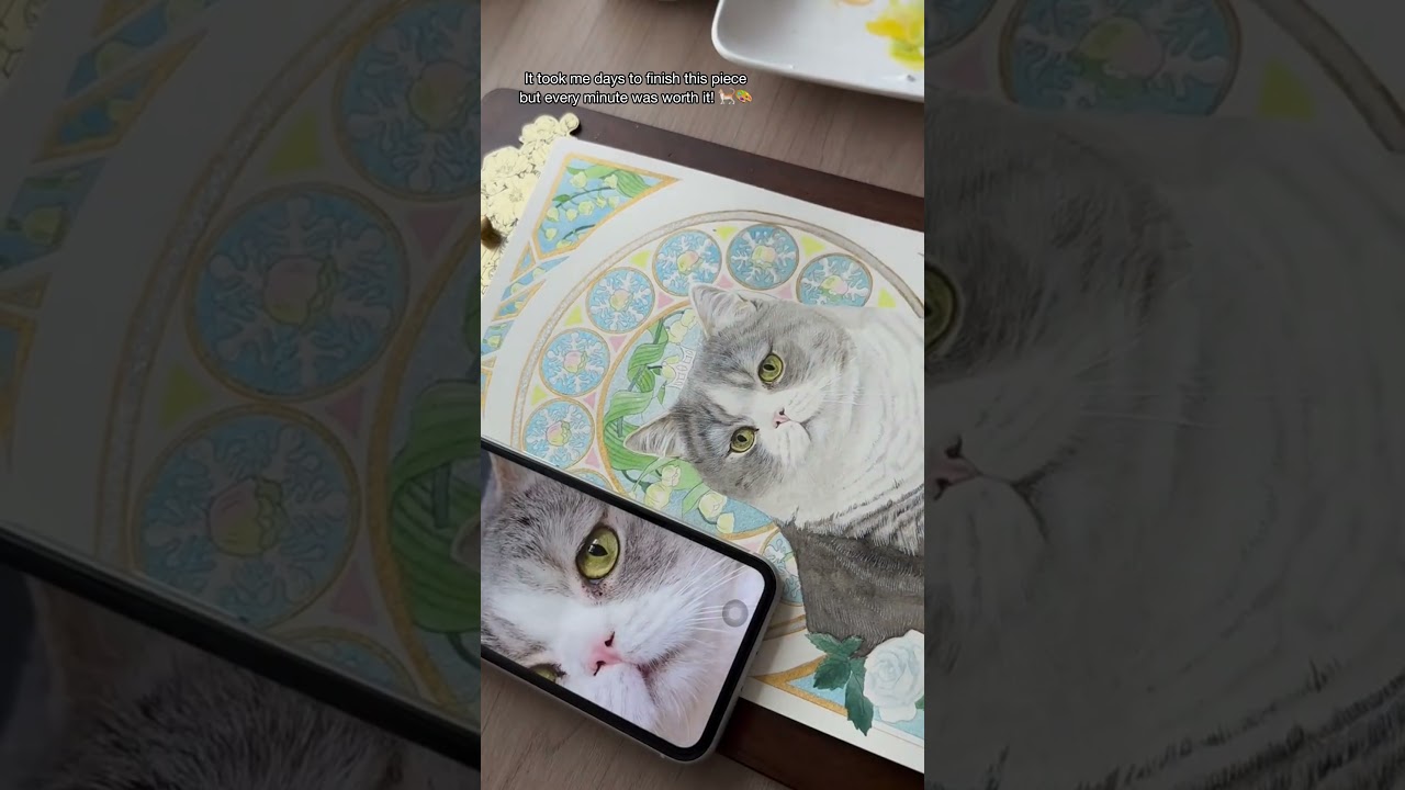 Hand-Painted Pet Portrait Mucha Painting