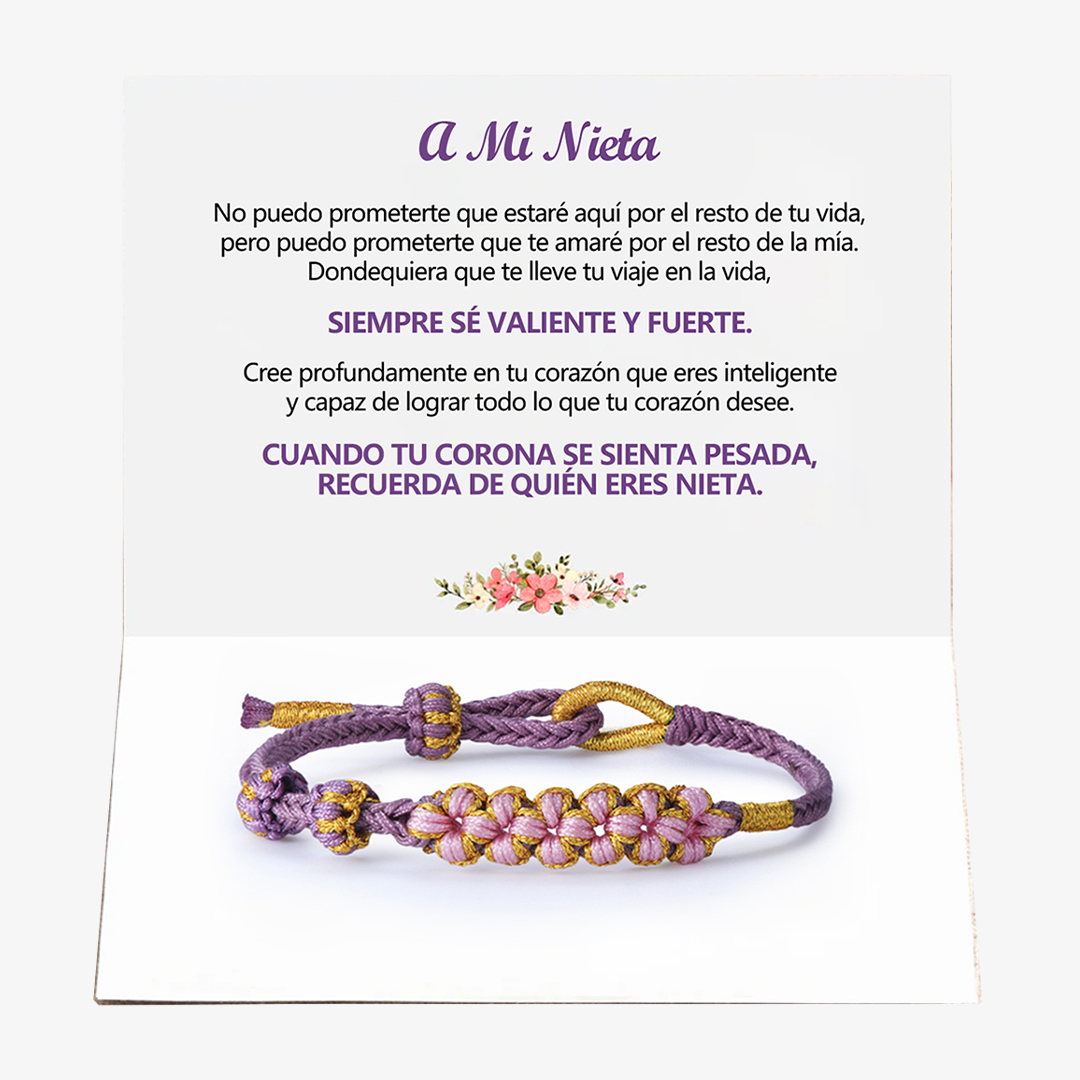 Pulsera Abuela y Nieta de Nudo Flor - ‘Sé Valiente y Sé Fuerte’ Regalo Especial
