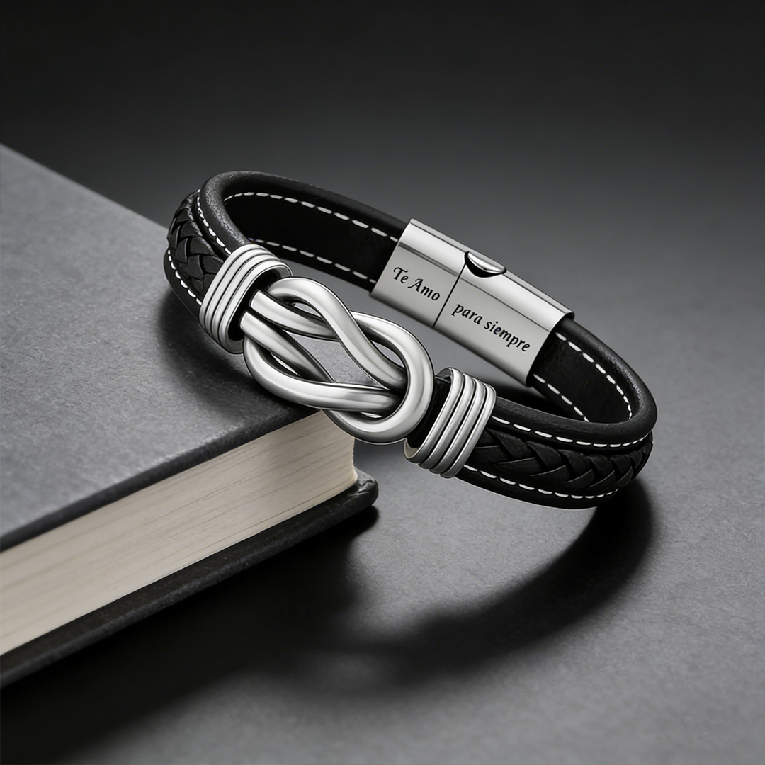 Para mi hombre – Pulsera entrelazada con mensaje “Te amo, siempre y para siempre”