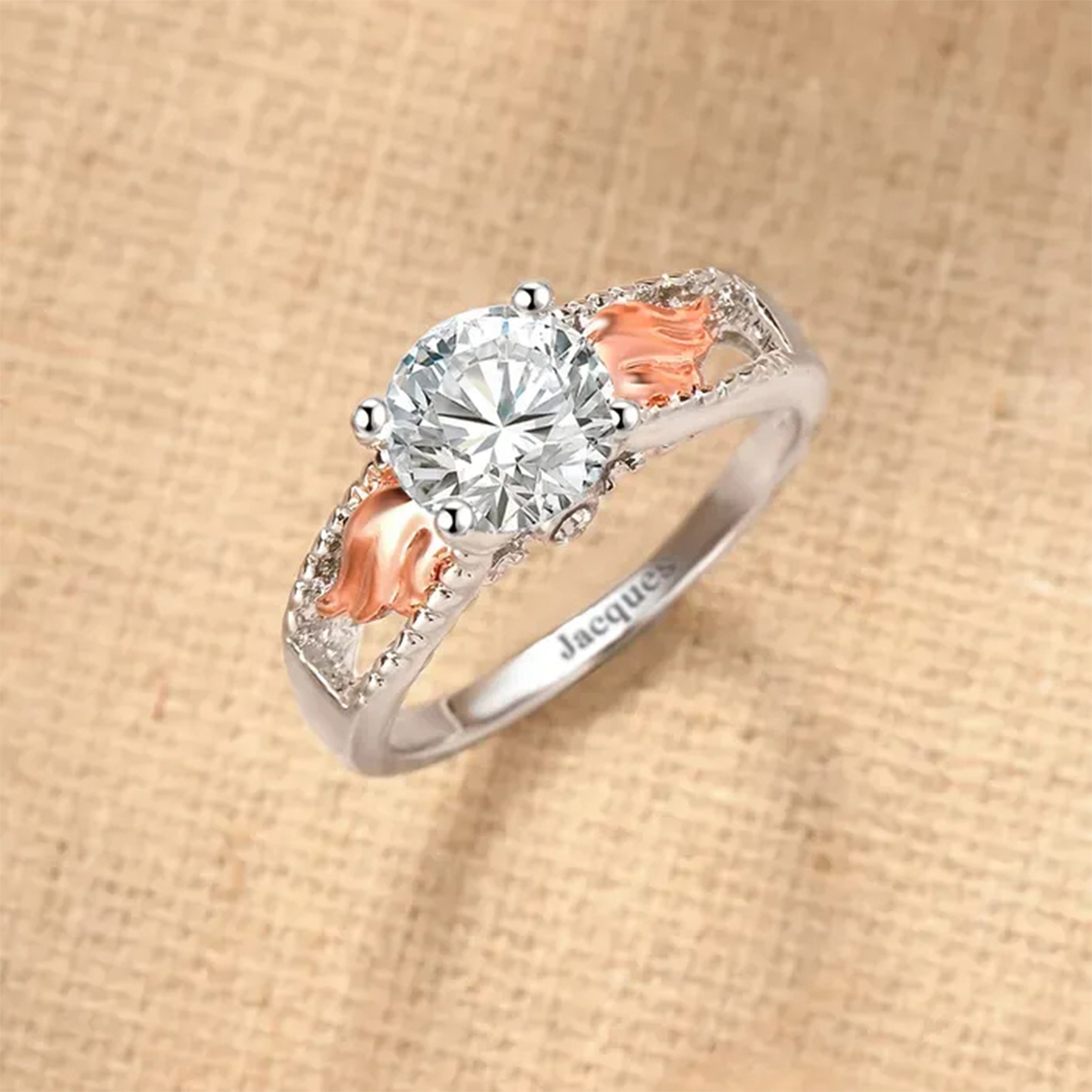 Anillo de círculo con alas personalizado