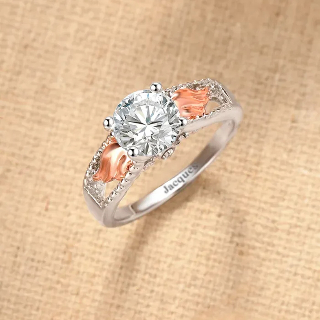 Anillo de círculo con alas personalizado