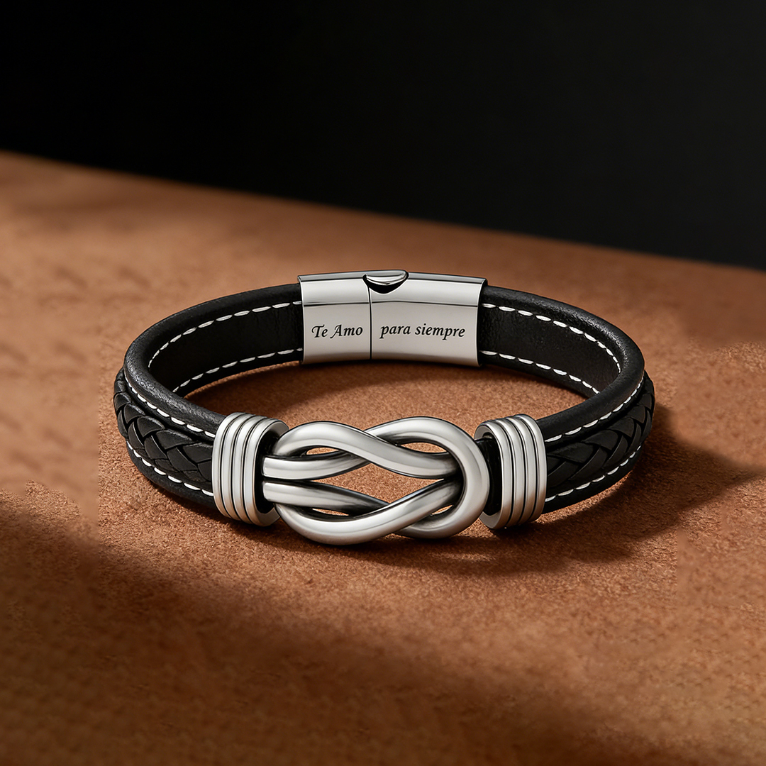 Para mi hombre – Pulsera entrelazada con mensaje “Te amo, siempre y para siempre”