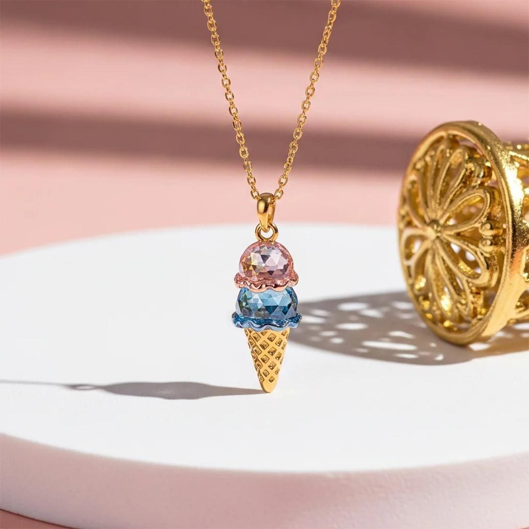 Collar de Piedras de Cumpleaños Personalizado - Amor: Helado Dulce