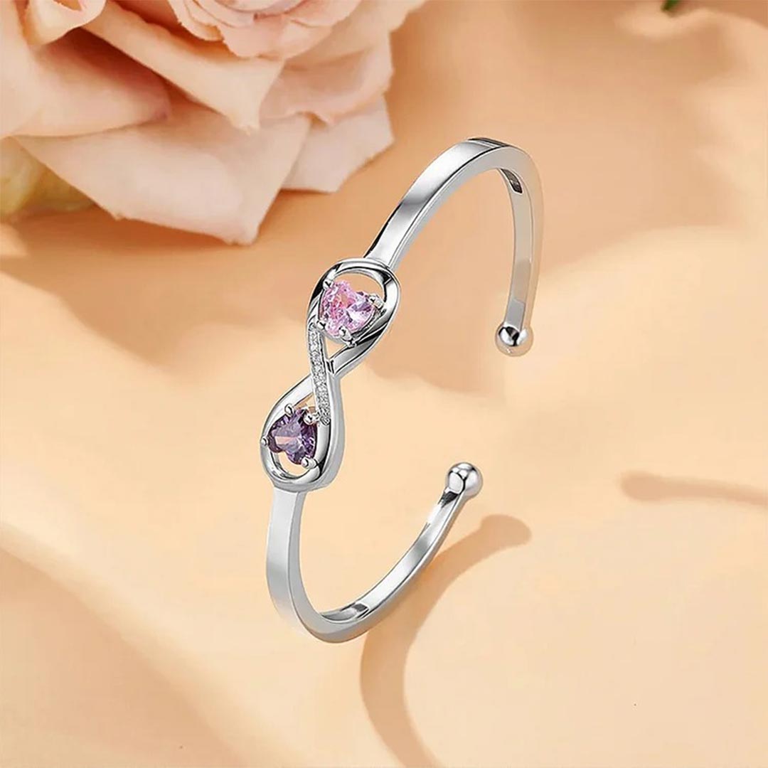 Pulsera Infinity de Abuela y Nieta con Piedras de Nacimiento Personalizadas