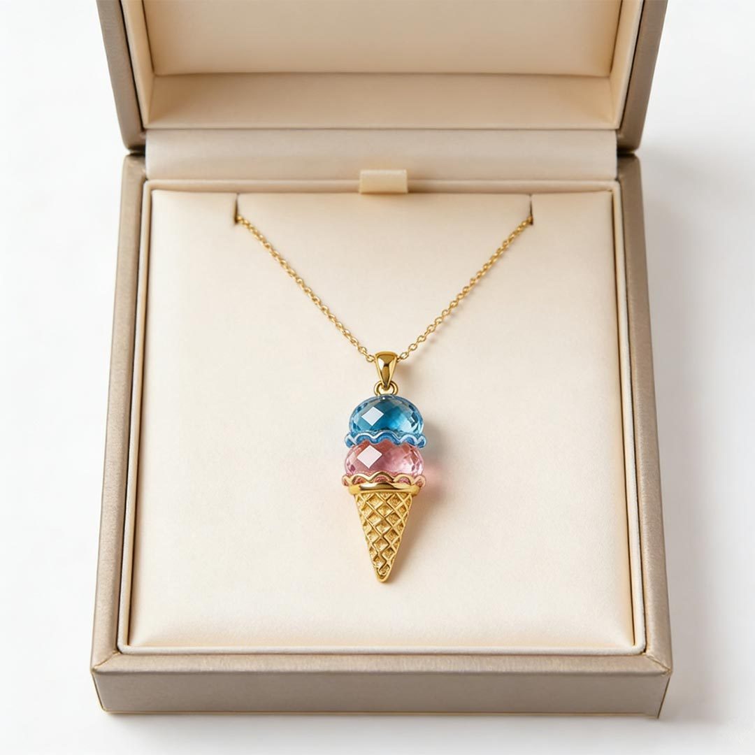 Collar de Piedras de Cumpleaños Personalizado - Amor: Helado Dulce