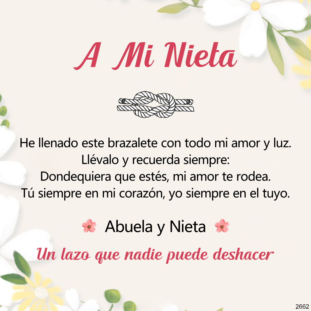 Mi Nieta - Pulsera Nudo de Flores en Rosa y Blanco