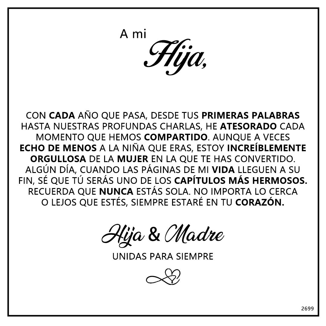 Pulsera Infinito ‘A Mi Hija’ – Conectadas Para Siempre