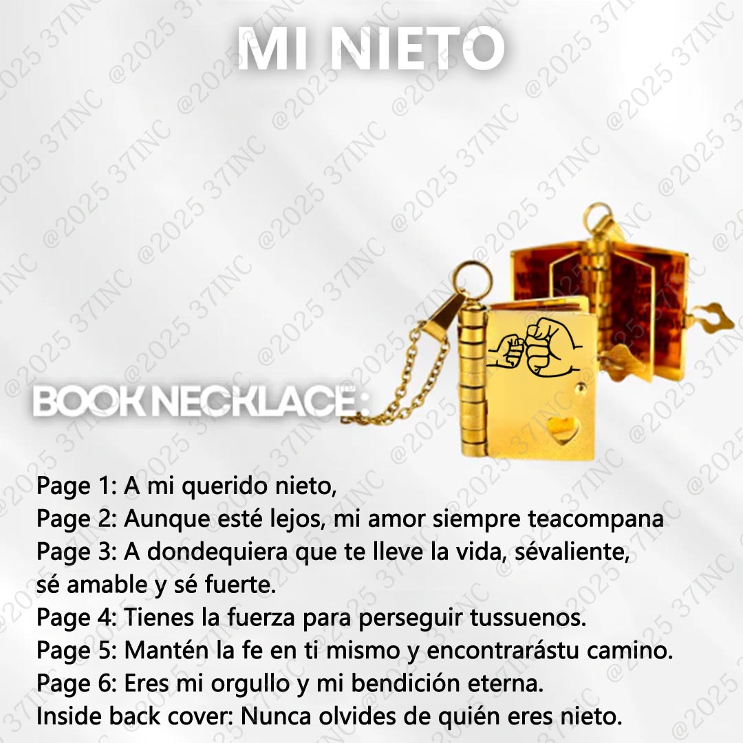Mi Nieto - Collar Libro “Con Amor, Fe Y Fuerza”