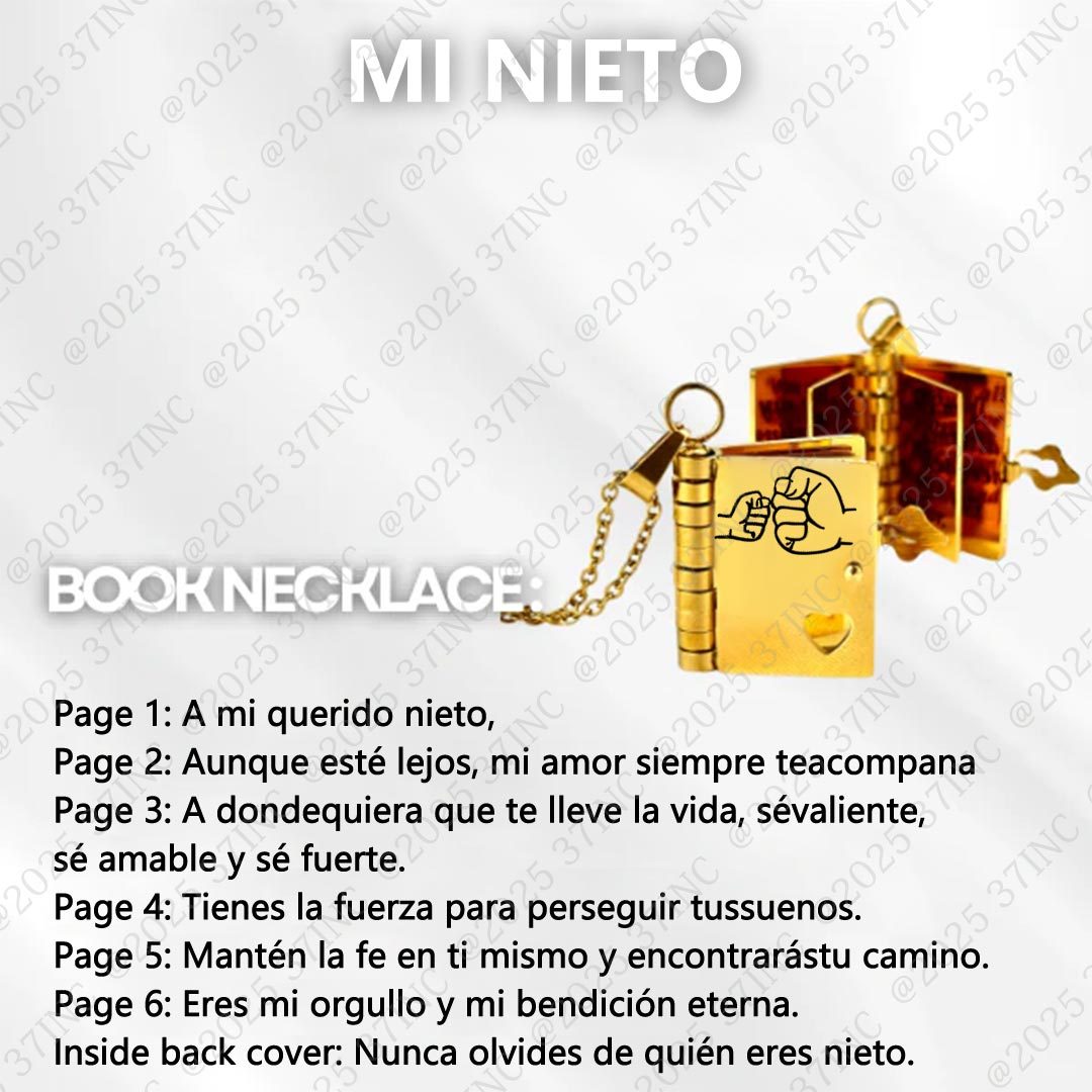Mi Nieto - Collar Libro “Con Amor, Fe Y Fuerza”