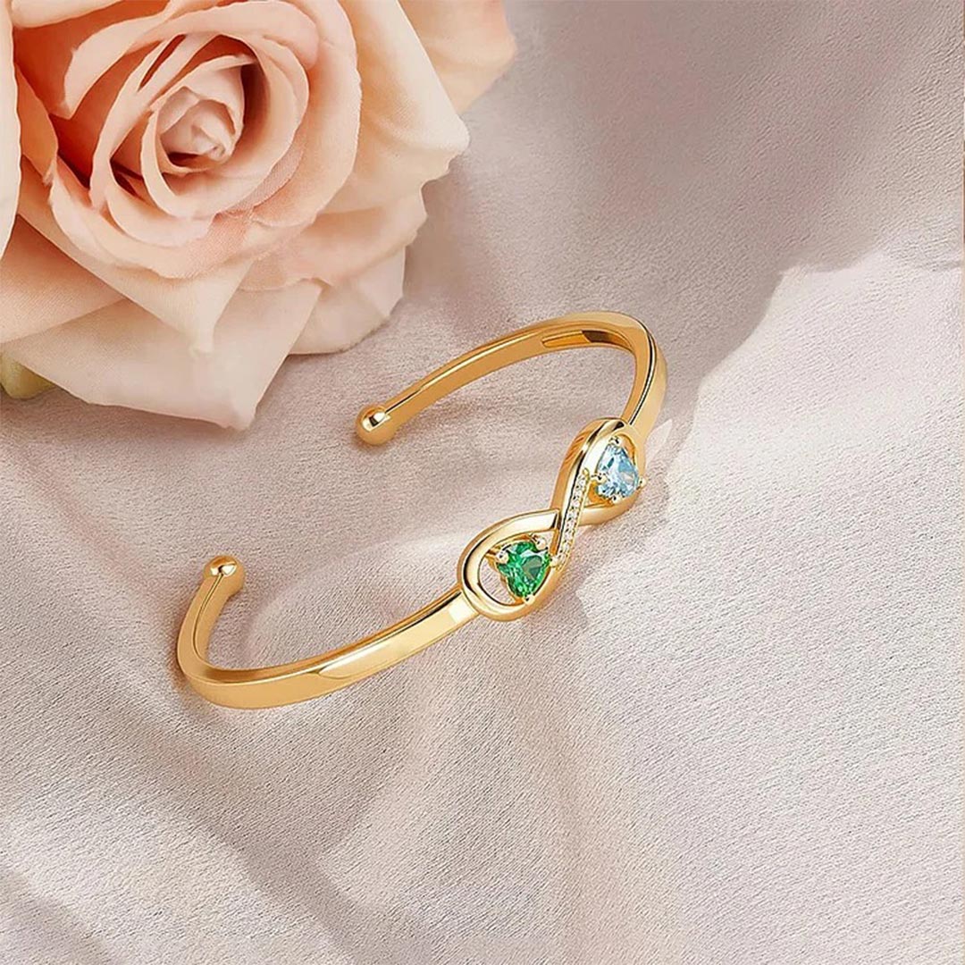 Pulsera Infinity de Abuela y Nieta con Piedras de Nacimiento Personalizadas
